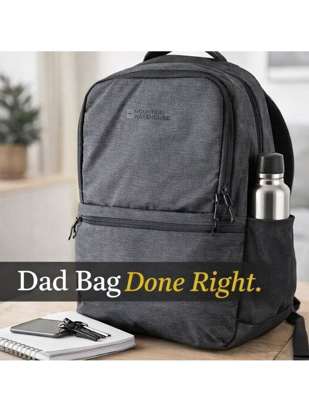 Mountain Warehouse Gray Laptop Backpack Travel Work School Separate Zip Section